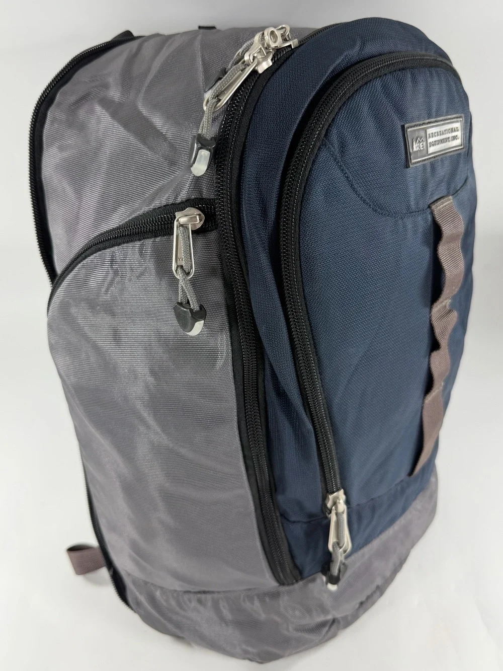 Vintage Y2K REI Multi Compartment Backpack Blue Gray Hiking Travel Daypack